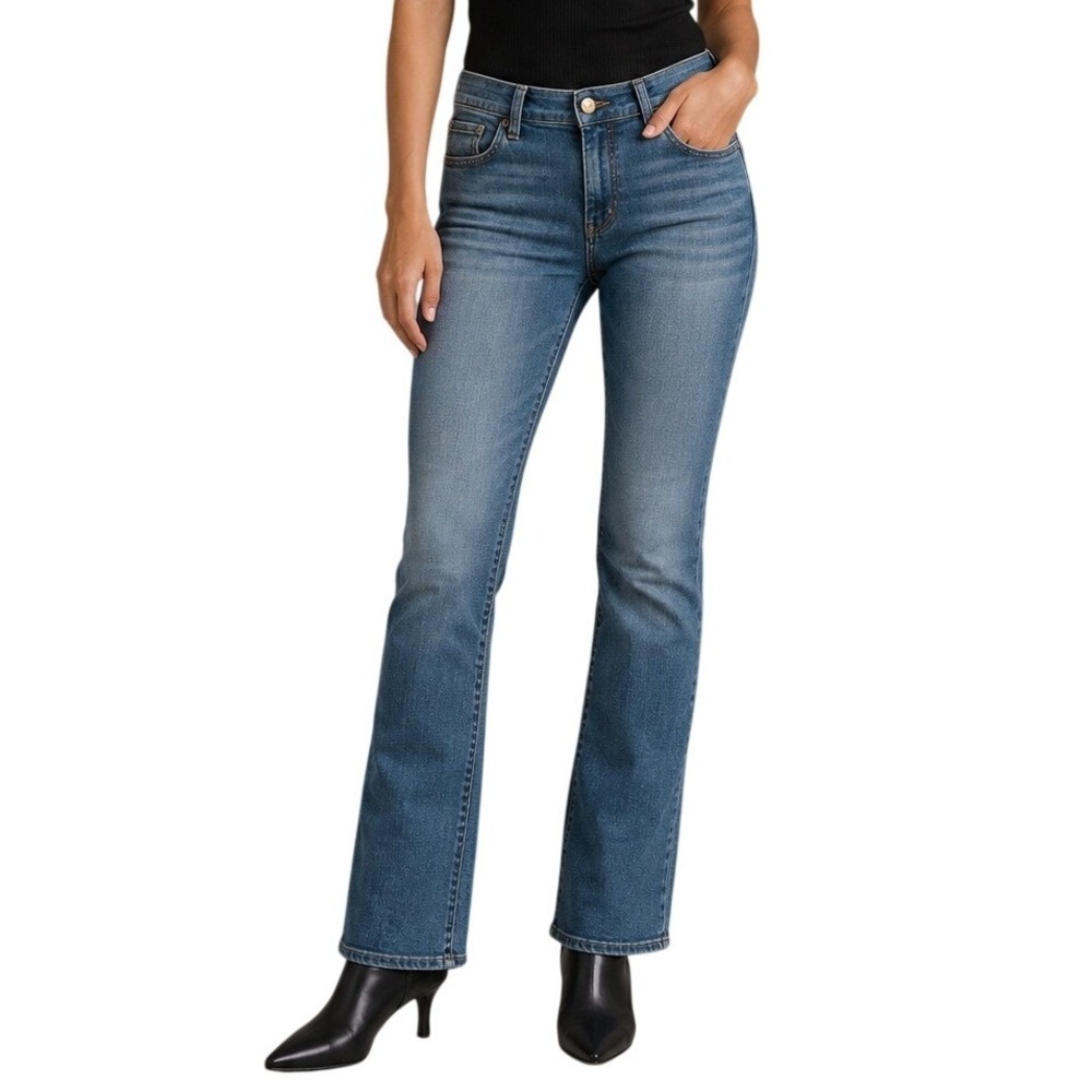 Levis 515 Medium Wash Blue Stretch Denim Bootcut Jeans Women's 8 Short